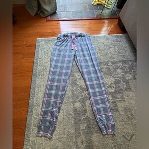 Gray and Pink Plaid Pajama Pants